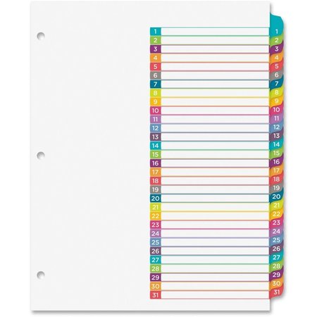 THE WORKSTATION Ready Index Tab Dividers 1 to 31, Multicolor TH18736